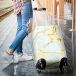 White Gold Marble Print Luggage Cover GearFrost