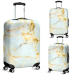 White Gold Marble Print Luggage Cover GearFrost