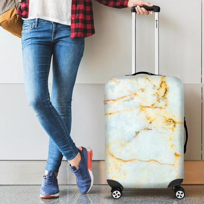 White Gold Marble Print Luggage Cover GearFrost