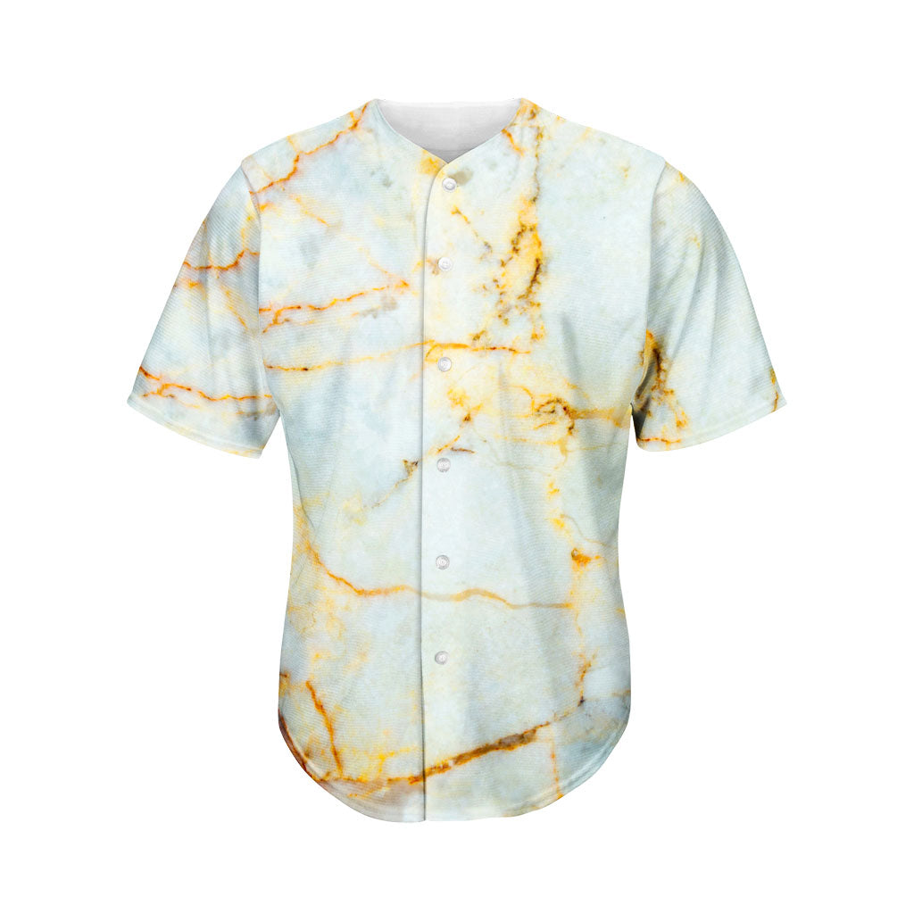 White Gold Marble Print Men's Baseball Jersey