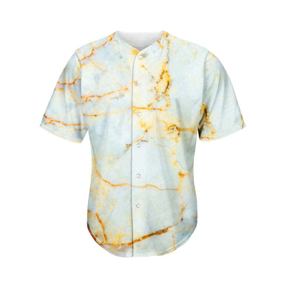 White Gold Marble Print Men's Baseball Jersey