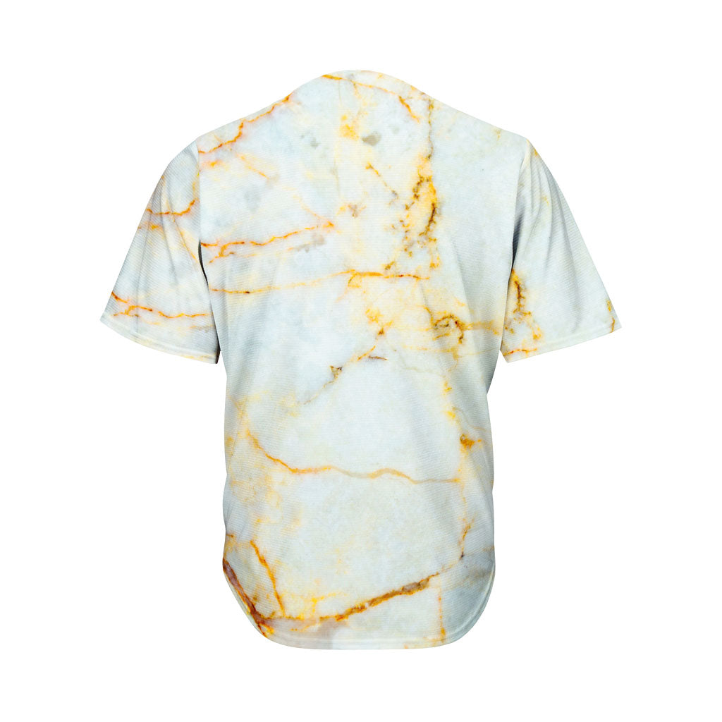 White Gold Marble Print Men's Baseball Jersey