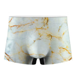White Gold Marble Print Men's Boxer Briefs