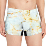 White Gold Marble Print Men's Boxer Briefs