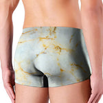 White Gold Marble Print Men's Boxer Briefs