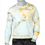 White Gold Marble Print Men's Crewneck Sweatshirt GearFrost