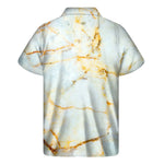 White Gold Marble Print Men's Short Sleeve Shirt