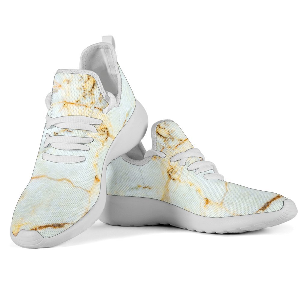 White Gold Marble Print Mesh Knit Shoes GearFrost