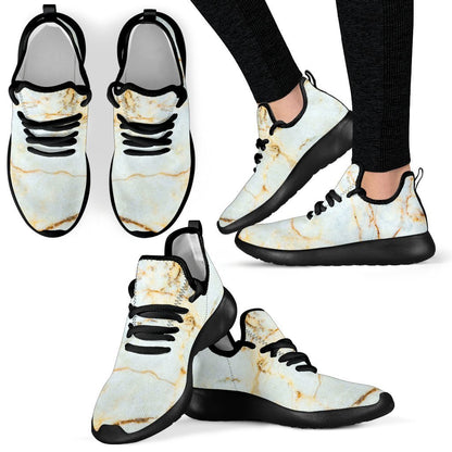 White Gold Marble Print Mesh Knit Shoes GearFrost
