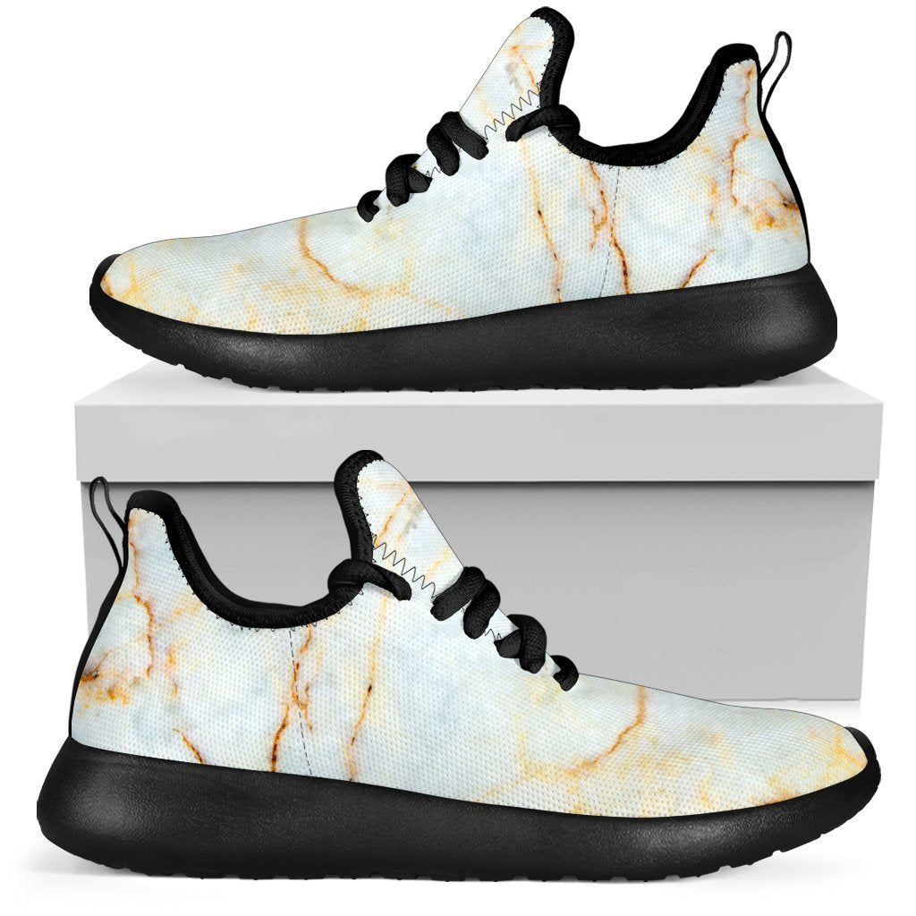 White Gold Marble Print Mesh Knit Shoes GearFrost