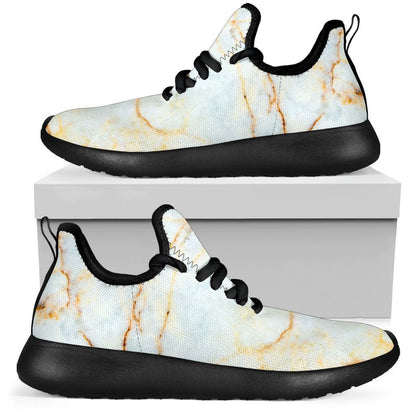 White Gold Marble Print Mesh Knit Shoes GearFrost