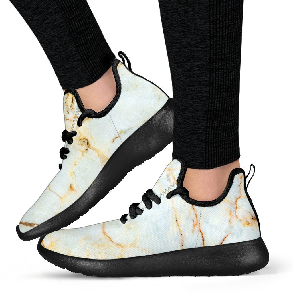 White Gold Marble Print Mesh Knit Shoes GearFrost
