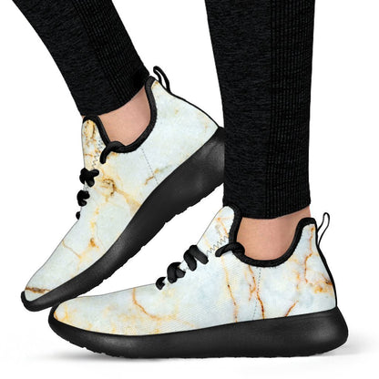 White Gold Marble Print Mesh Knit Shoes GearFrost