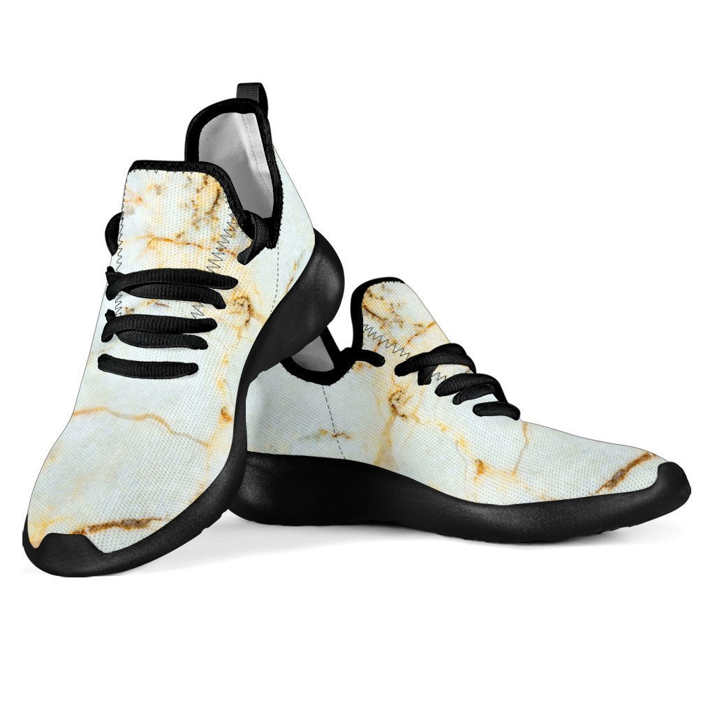 White Gold Marble Print Mesh Knit Shoes GearFrost