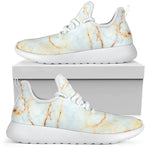 White Gold Marble Print Mesh Knit Shoes GearFrost