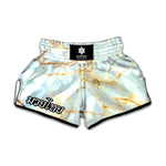 White Gold Marble Print Muay Thai Boxing Shorts