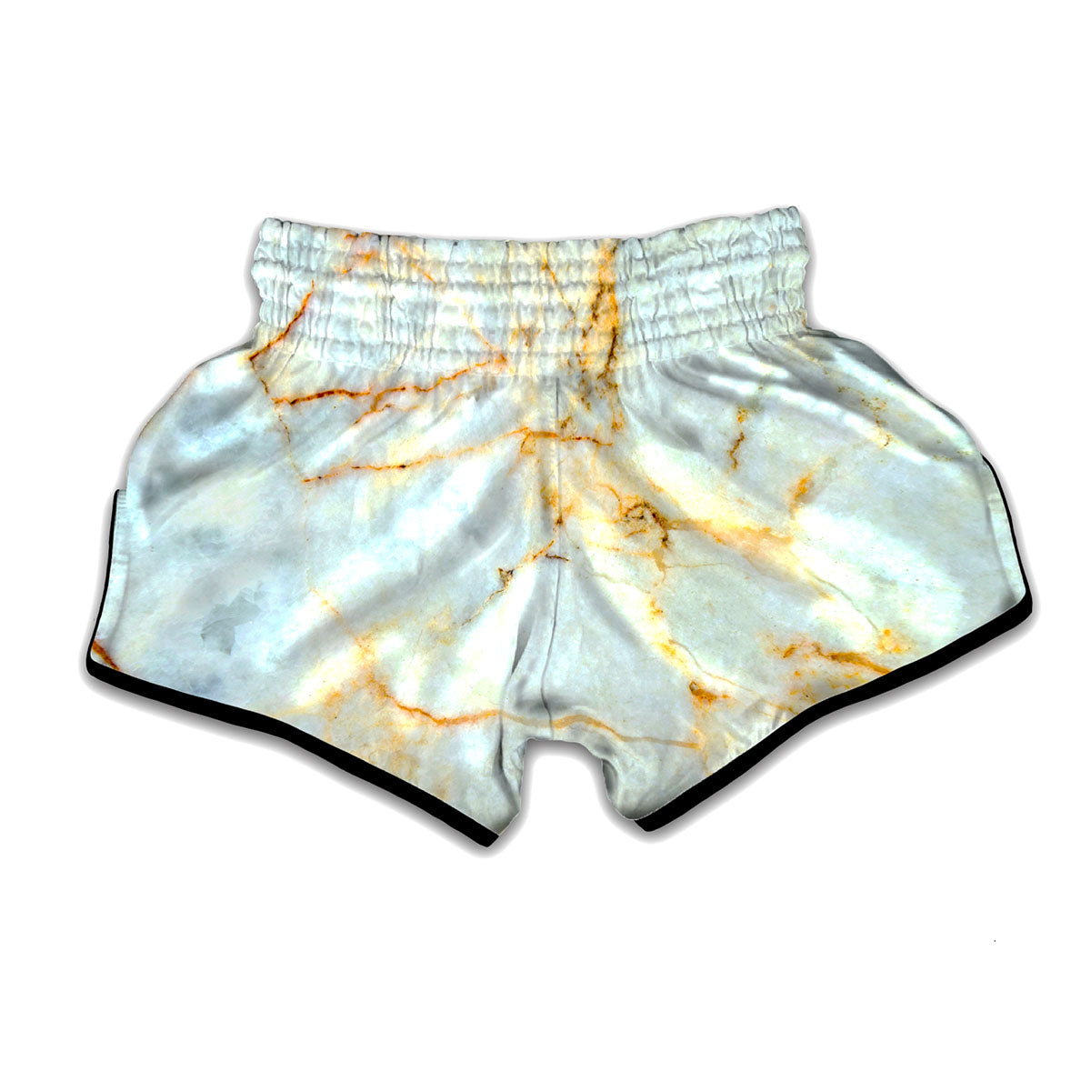 White Gold Marble Print Muay Thai Boxing Shorts