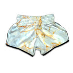 White Gold Marble Print Muay Thai Boxing Shorts