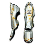 White Gold Marble Print Muay Thai Shin Guard
