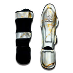 White Gold Marble Print Muay Thai Shin Guard