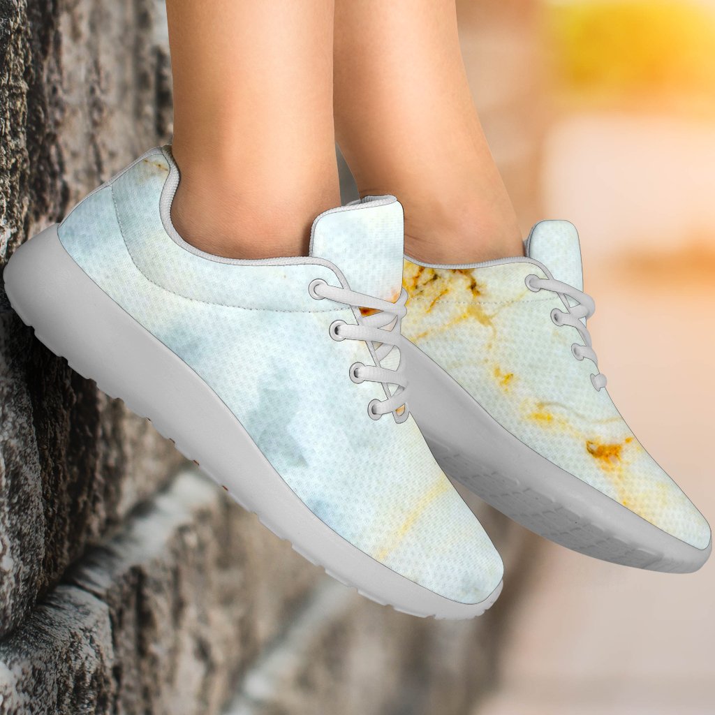 White Gold Marble Print Sport Shoes GearFrost