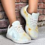 White Gold Marble Print Sport Shoes GearFrost