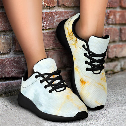 White Gold Marble Print Sport Shoes GearFrost
