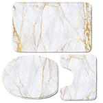 White Gold Scratch Marble Print 3 Piece Bath Mat Set
