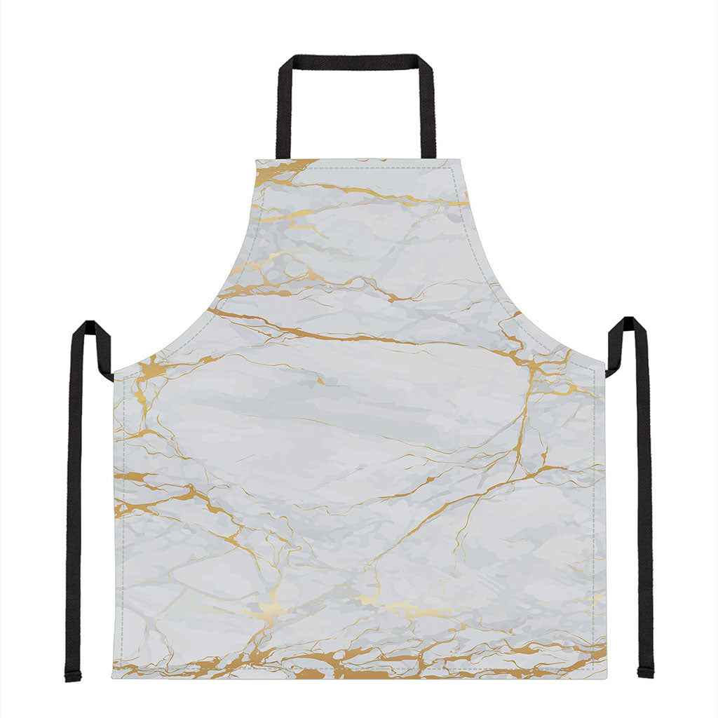 White Gold Scratch Marble Print Apron