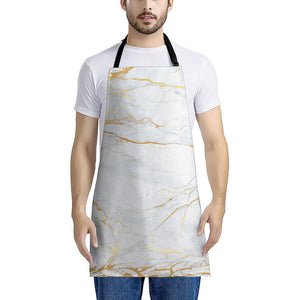 White Gold Scratch Marble Print Apron