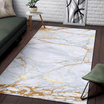 White Gold Scratch Marble Print Area Rug GearFrost