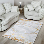 White Gold Scratch Marble Print Area Rug GearFrost