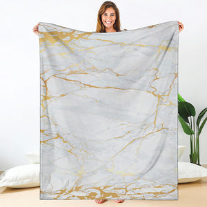 White Gold Scratch Marble Print Blanket