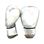 White Gold Scratch Marble Print Boxing Gloves