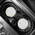 White Gold Scratch Marble Print Car Coasters