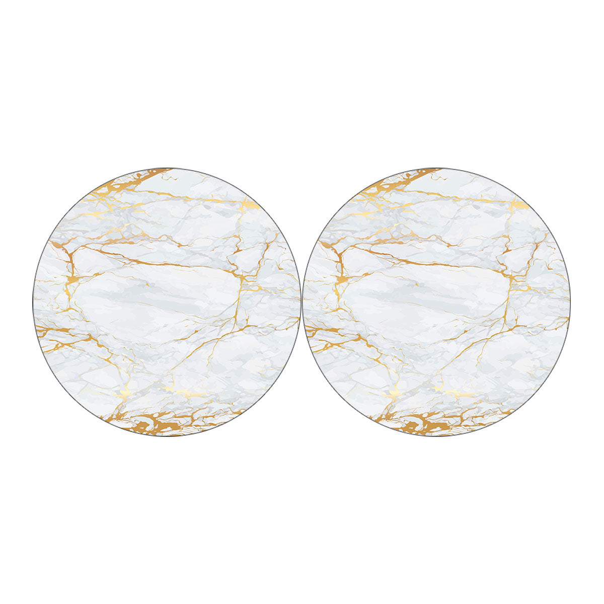 White Gold Scratch Marble Print Car Coasters