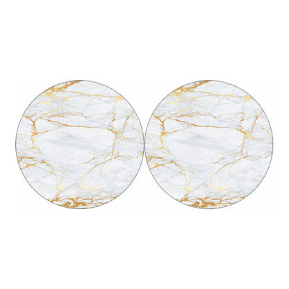 White Gold Scratch Marble Print Car Coasters
