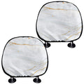 White Gold Scratch Marble Print Car Headrest Covers
