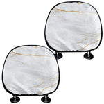 White Gold Scratch Marble Print Car Headrest Covers