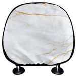White Gold Scratch Marble Print Car Headrest Covers