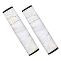White Gold Scratch Marble Print Car Seat Belt Covers