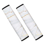 White Gold Scratch Marble Print Car Seat Belt Covers