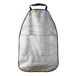 White Gold Scratch Marble Print Car Seat Organizers