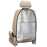 White Gold Scratch Marble Print Car Seat Organizers
