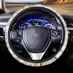 White Gold Scratch Marble Print Car Steering Wheel Cover