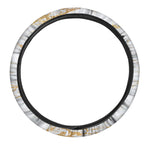 White Gold Scratch Marble Print Car Steering Wheel Cover