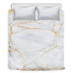 White Gold Scratch Marble Print Duvet Cover Bedding Set