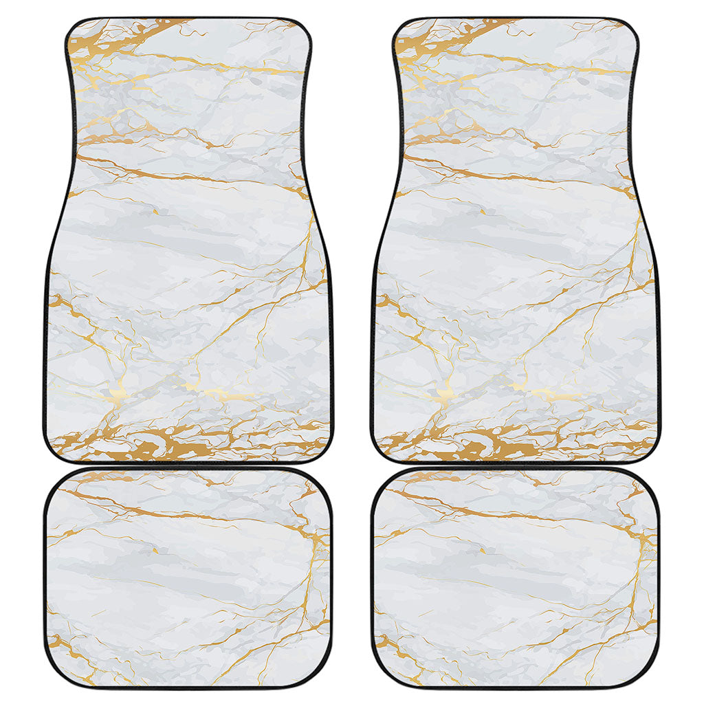 White Gold Scratch Marble Print Front and Back Car Floor Mats