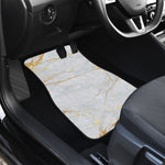 White Gold Scratch Marble Print Front and Back Car Floor Mats