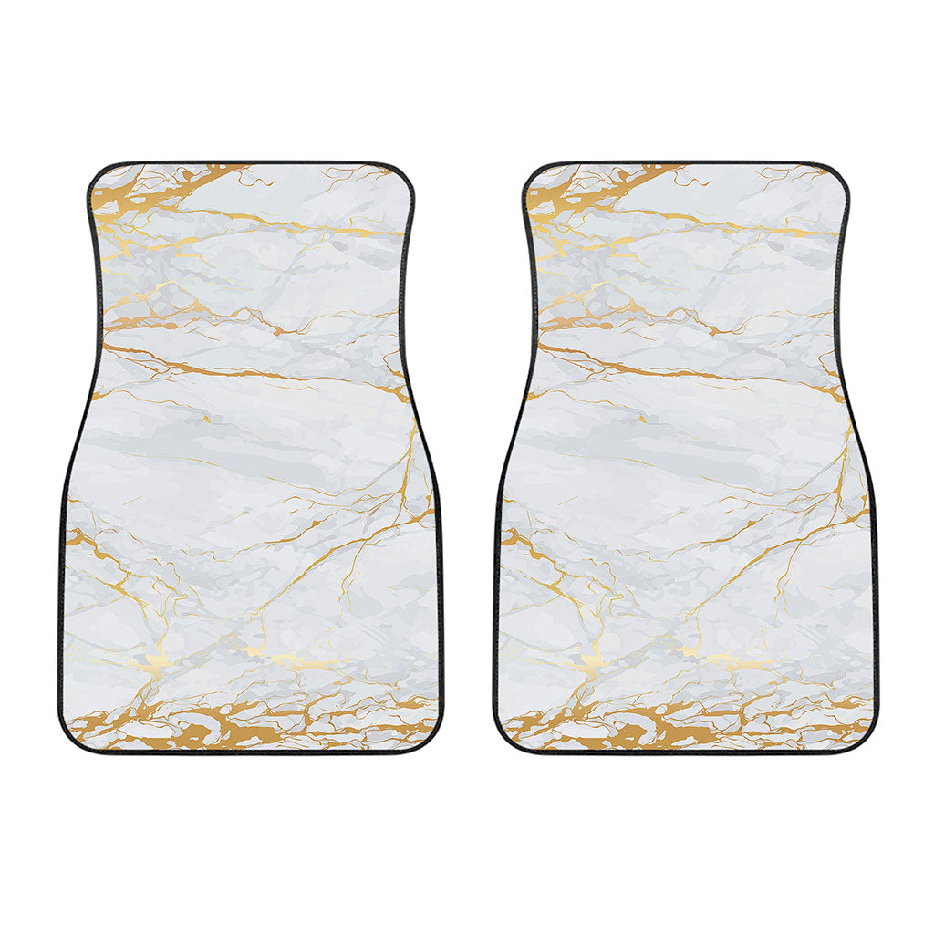 White Gold Scratch Marble Print Front Car Floor Mats